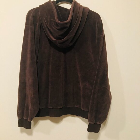 Aritzia TNA Creek Velour Mocha Brown Pullover Hoodie Size Large - Picture 3 of 4
